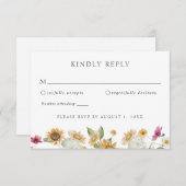 ラスティックひまわりオータムウェディング RSVP 返信カード 招待状 (正面/裏面)