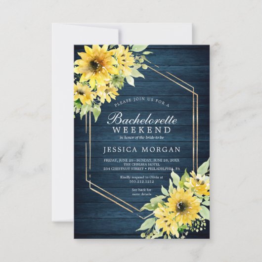 ラスティックひまわりグリーン シーズン 結婚前のお祝い ご招待状 招待状 (正面)