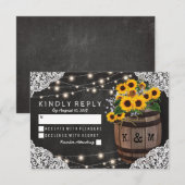 ラスティックひまわりワイナリー結婚式招待の返信 出欠カード (正面/裏面)
