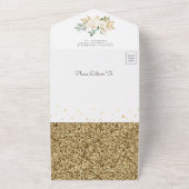 ラスティックアイボリーゴールドフラワーボホームーンベイビーシャワー オールインワン招待状 (外側)