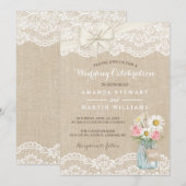 ラスティックアイボリー バルーン ラッセル フラワー メイソンジャー ウェディング 招待状 (正面/裏面)