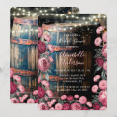 ラスティックアウトドアバーン ウイスキーバレル ブライダルシャワー 招待状 (正面/裏面)