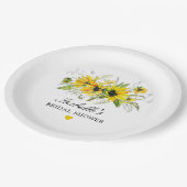 ラスティックイエローのひまわり ブライダルシャワー ペーパープレート (アングル)