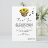 ラスティックイエローひまわりブライダルシャワー サンキューカード (スタンド正面)