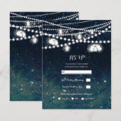 ラスティックイブニングスカイ メイソンジャー ライト ウェディング RSVP 招待状 (正面/裏面)