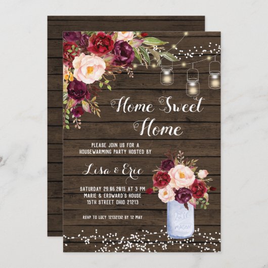 ラスティックウィンター引っ越し祝いパーティーパーティの招待状 招待状 (正面/裏面)