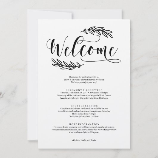 ラスティックウェディングウィークエンドウェルカムスケジュール (正面)