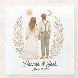 ラスティックウェディングテーマ(カスタマイズ可能) ガラスコースター