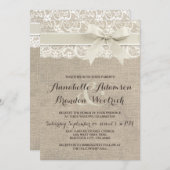ラスティックウェディング招待状 | 麻のレースリボン風デザイン 招待状 (正面/裏面)