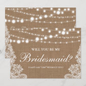 ラスティックウェディング麻ひも ライトレース ブライズメイド 招待状 (正面/裏面)