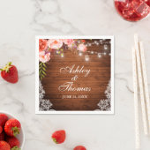 ラスティックウェディング ウッドジャー ライト ピンクコーラルレース スタンダードカクテルナプキン (インサイチュ)