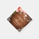 ラスティックウェディング ウッドジャー ライト ピンクコーラルレース スタンダードカクテルナプキン (角)