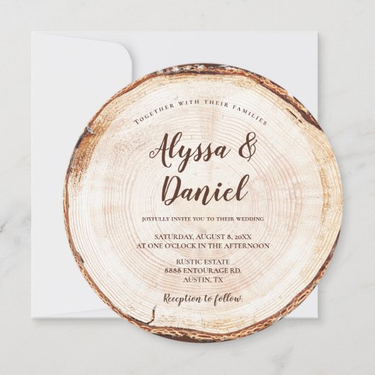 ラスティックウェディング　ウッドバークグレイン　QRコード詳細 招待状 (正面)