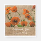 ラスティックウェディング オレンジフラワー 水彩花イラスト スタンダードランチョンナプキン (正面)