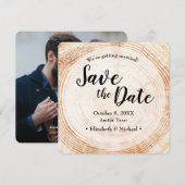 ラスティックウェディング　セーブ・ザ・デート　写真　木目 招待状 (正面/裏面)