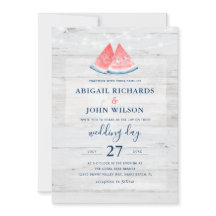 ラスティックウェディング ネイビー コーラル 水彩スイカ