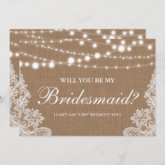 ラスティックウェディング バルーン ライト レース ブライズメイド 招待状 (正面/裏面)