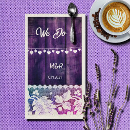 ラスティックウェディング - 木材、レース、糸ハート