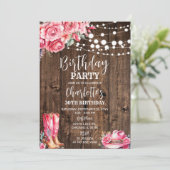 ラスティックウエスタン誕生日パーティー ピンク 招待状 (スタンド正面)