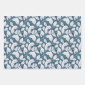 ラスティックウォーターカラーのくすんだ青葉の冬 ラッピングペーパーシート (正面)