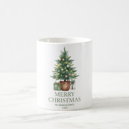 ラスティックウォーターカラークリスマスツリーのフォトなし コーヒーマグカップ