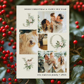 ラスティックウォーターカラー ジョイ 3 枚の写真のクリスマス シーズンカード