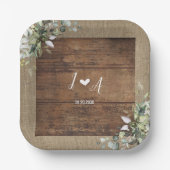 ラスティックウッドとジュートの結婚式 ペーパープレート (正面)
