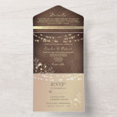 ラスティックウッドとストリングライトのウェディング オールインワン招待状 (内側)