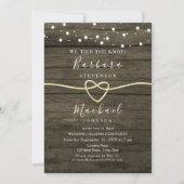 ラスティックウッドとストリングライトの結婚式の披露宴 招待状 (正面)