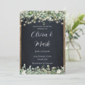 ラスティックウッドとストリングライトの結婚式招待状 招待状 (スタンド正面)