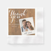 ラスティックウッドとフォトフレームの結婚式のお礼 縁ありカクテルナプキン (正面)