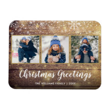 ラスティックウッドのクリスマスグリーティング 3枚の写真のホリデーカード