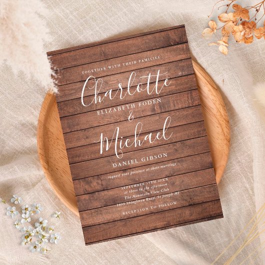 ラスティックウッドのサイン Wedding 招待状