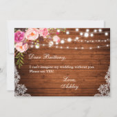 ラスティックウッドウェディングライトレースフラワーブライドメイド 招待状 (裏面)