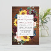 ラスティックウッドウォーターカラーミックスフラワーフレームウェディング 招待状 (スタンド正面)