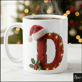 ラスティックウッドクリスマスレターDストリングライト コーヒーマグカップ