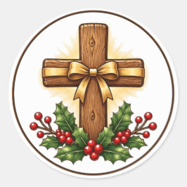 ラスティックウッドクロス クリスマス オーナメント ラウンドシール
