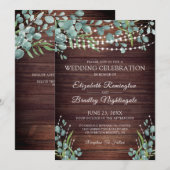 ラスティックウッドグリーンライト ウェディングセレブレーション 招待状 (正面/裏面)