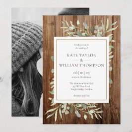 ラスティックウッドグリーン写真ウェディング 招待状