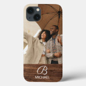 ラスティックウッドグレインモノグラムフォトネーム Case-Mate iPhoneケース (裏面)