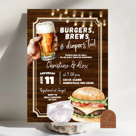 ラスティックウッドバーガー ブリュー ダイパーも ベビーシャワー 招待状