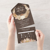 ラスティックウッドパンパスグラスリース ドライパーム ウェディング オールインワン招待状 (貼ってはがせる)