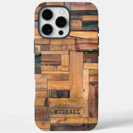 ラスティックウッドプランク 無垢材 名前入り Case-Mate iPhoneケース (裏面)