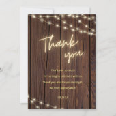 ラスティックウッドボヘミアンスタイルのストリングライト ブライダルシャワー サンキューカード (正面)