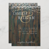 ラスティックウッドライトがレースするウェディング招待状 招待状 (正面/裏面)