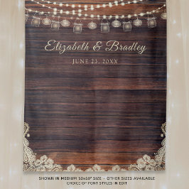 ラスティックウッドライト メイソンジャー ウェディングバックドロップ タペストリー