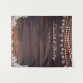 ラスティックウッドライト メイソンジャー ウェディングバックドロップ タペストリー (正面(横))