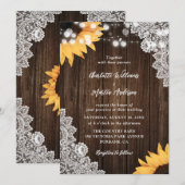 ラスティックウッドレースひまわりウェディング招待状 招待状 (正面/裏面)