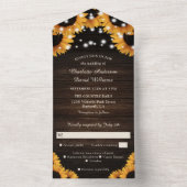 ラスティックウッドレースストリングライトひまわりウェディング オールインワン招待状 (内側)