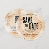 ラスティックウッド ウェディング QRコード ウェブサイト  サンキュー 招待状 (正面/裏面)